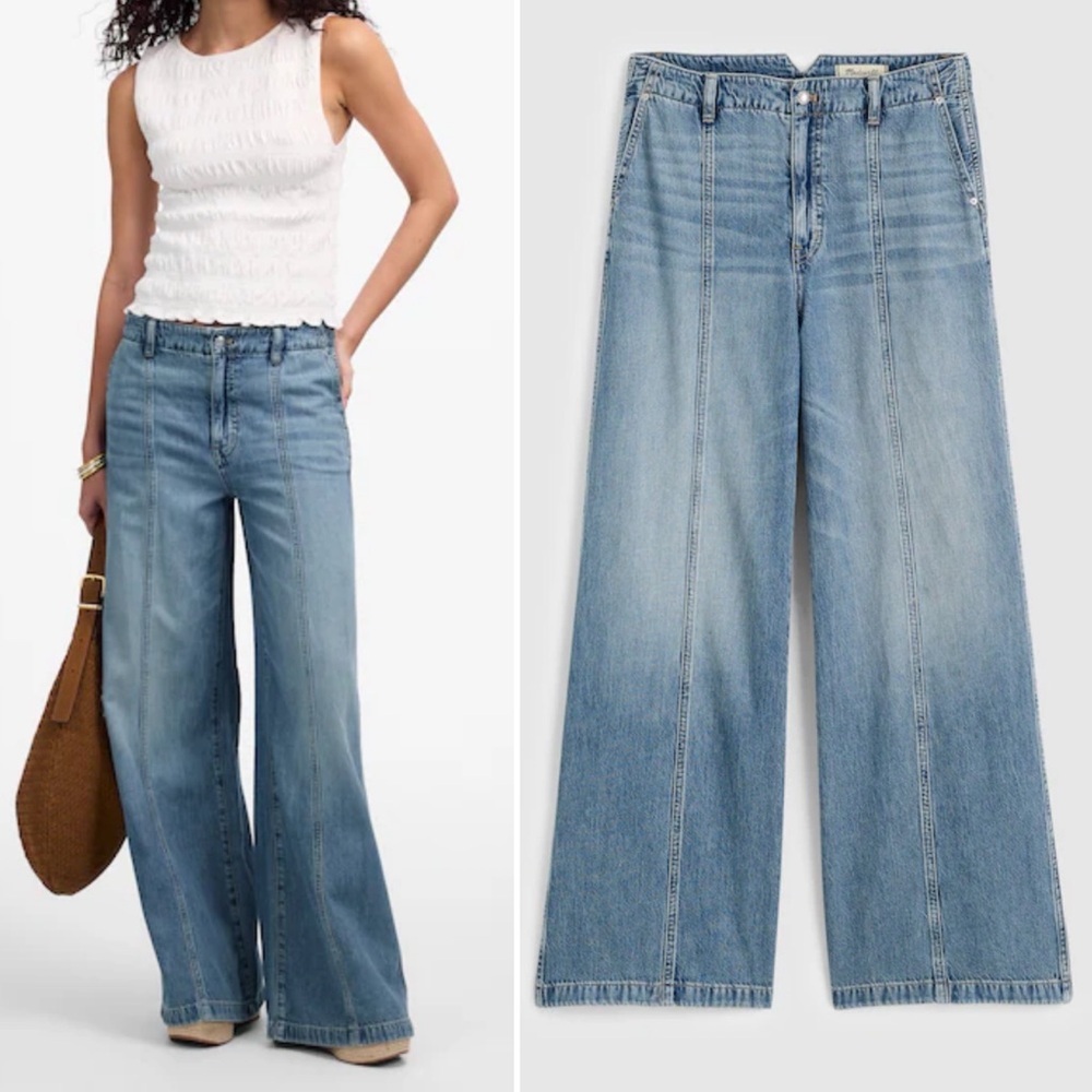 Madewell Wide-Sweep Trousers: Airy Denim Edition Robertson Wash Airy
